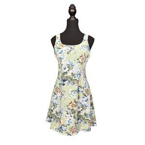 Vintage Pariscope Floral Mini Dress, Cottagecore Sleeveless Fit & Flare Summer